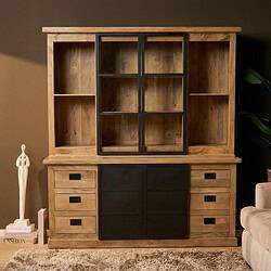 Vitrinekast Noa Naturel Mangohout 200 cm