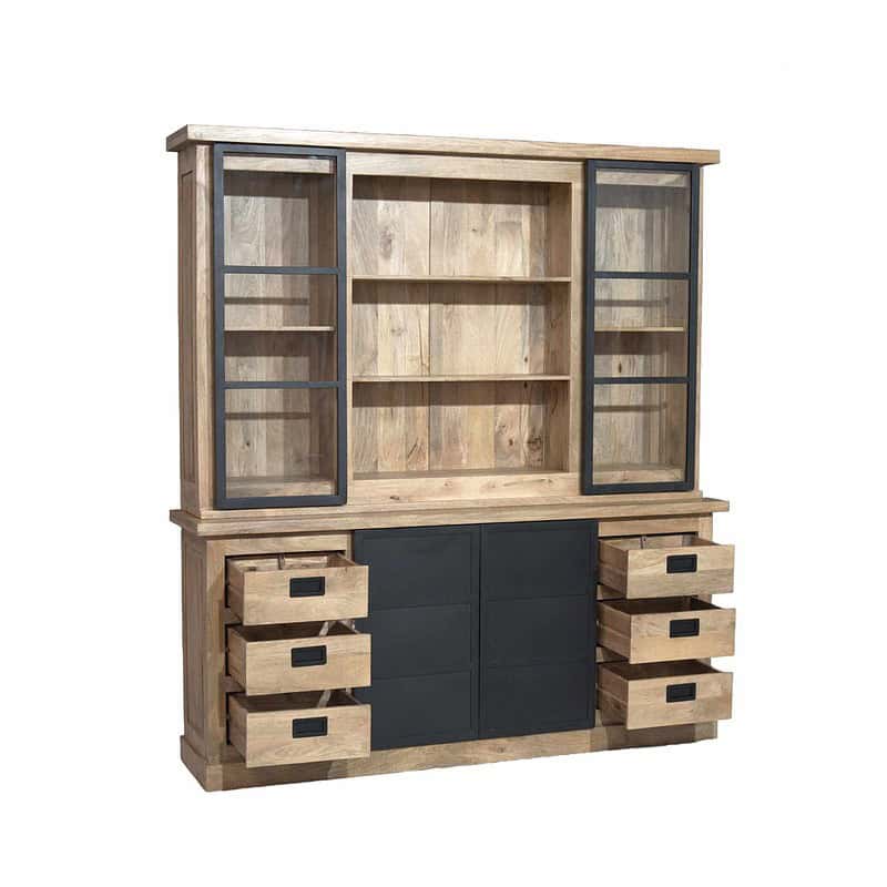 Vitrinekast Noa Naturel Mangohout 200 cm