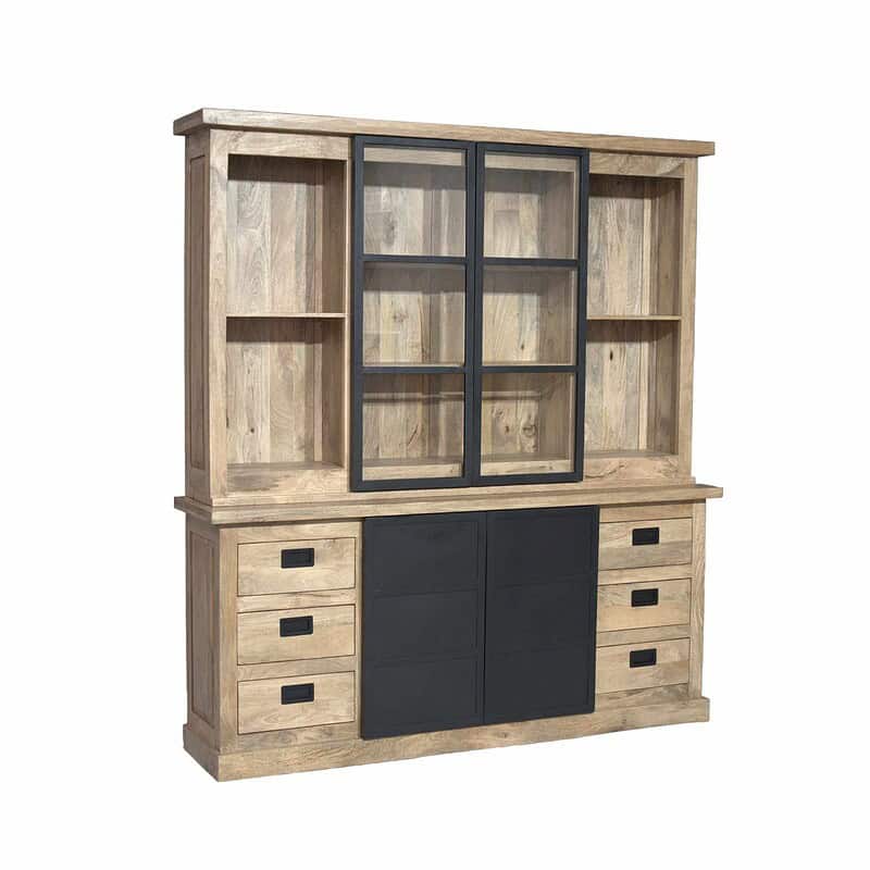 Vitrinekast Noa Naturel Mangohout 200 cm