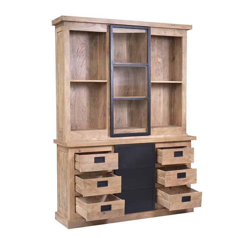 Vitrinekast Noa Naturel Mangohout 160 cm