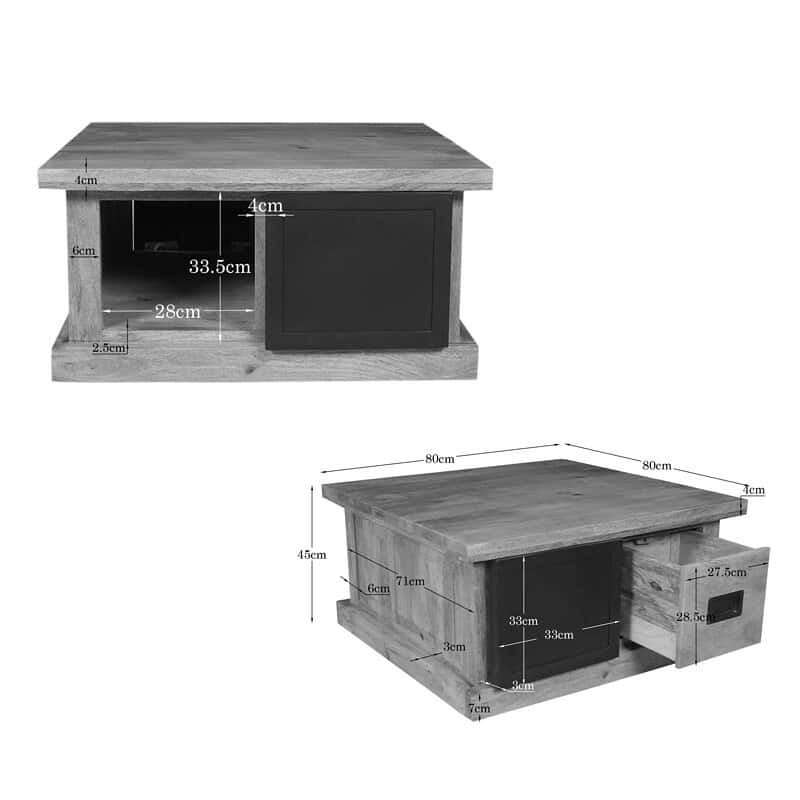 Vierkante Salontafel Noa Naturel Mangohout 80 cm