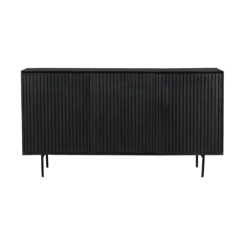 Modern zwart dressoir Madison van 165 cm breed, perfect voor stijlvolle opbergruimte in woonkamer of eetkamer.