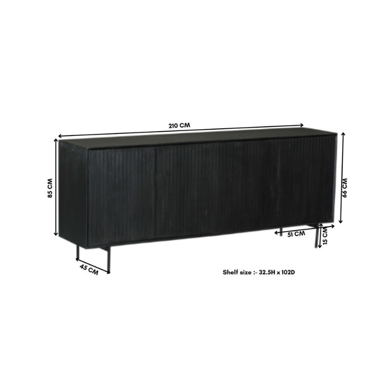 Dressoir Madison Black, afwerking met zwarte lak
