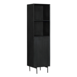 Deur boekenkast Madison Black, verticaal lattenpatroon, zwarte lak