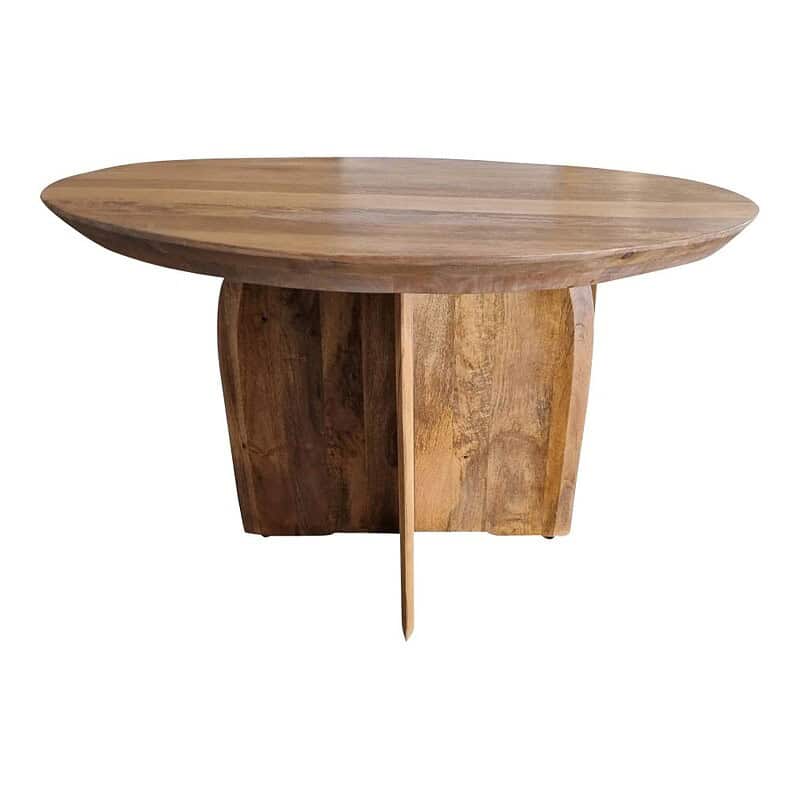 Eettafel Tense Rond 130 cm Ronde houten eettafel Tense van 130 cm diameter, gemaakt van massief hout, perfect voor moderne en landelijke eetkamers. Duurzaam en stijlvol design.