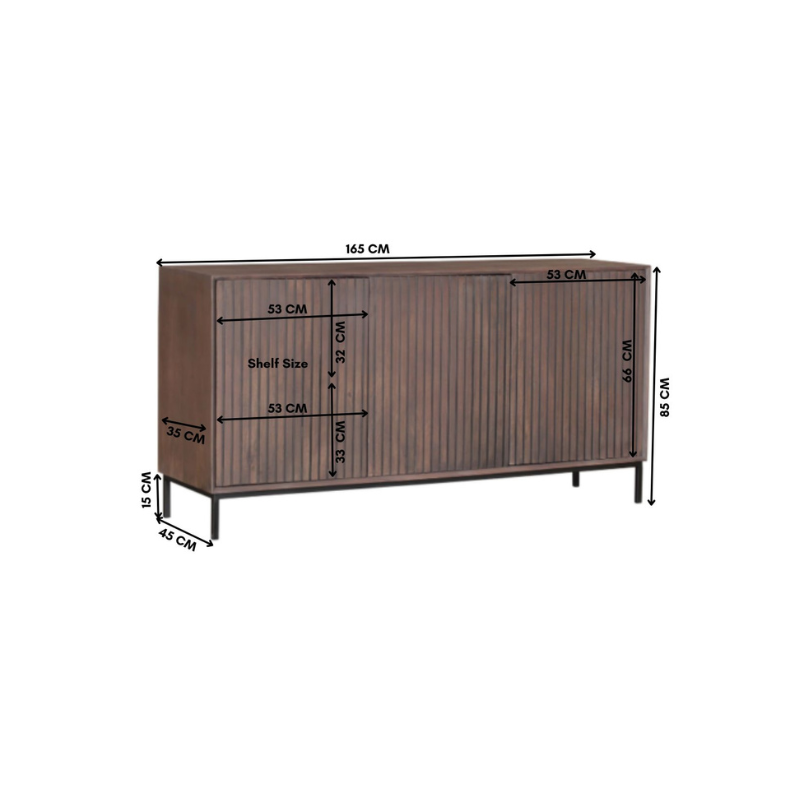 STF-6754-Afmetingen.png Dressoir Madison Walnoot Mangohout 165 cm
