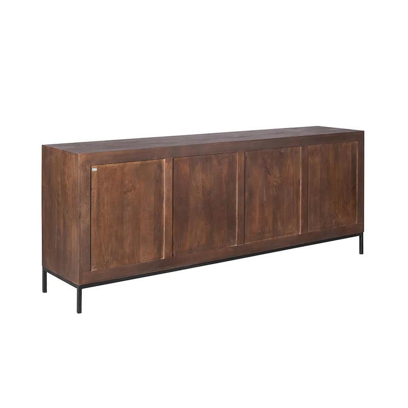 Elegant houten dressoir Madison in warm bruintint, 210 cm breed, perfect voor moderne en landelijke interieurs, biedt ruime opbergruimte en stijlvolle uitstraling.
