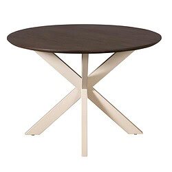 Moderne eettafel Madison in bruin met 110 cm diameter en zandkleurige poot, perfect voor een stijlvolle eetkamer.