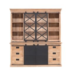 Detaillering van de zwarte details op de vitrinekast Fresno XXL