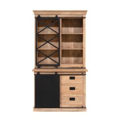 Detail mangohouten panelen Vitrinekast Fresno