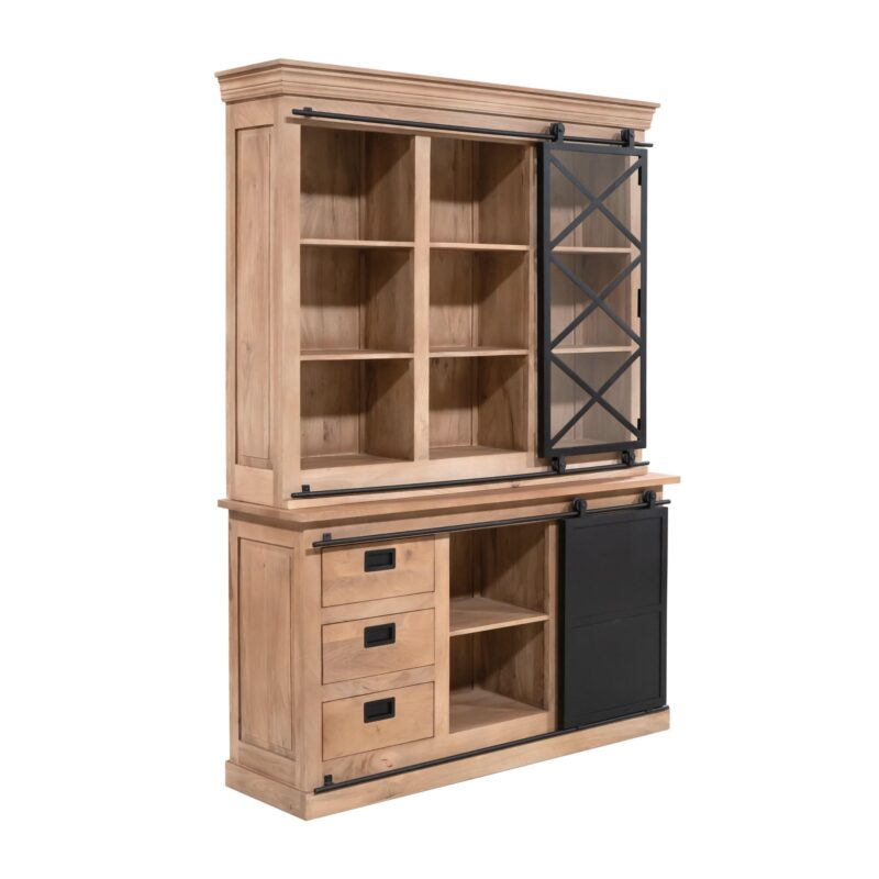 Zwarte details Fresno, metaal en hout combinatie