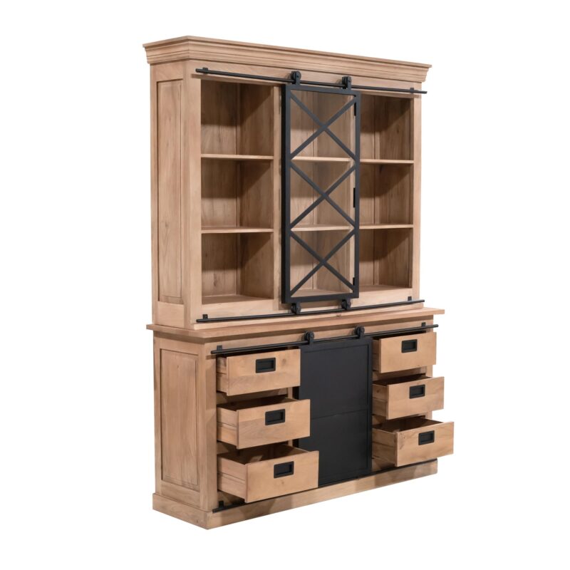 Vitrinekast Fresno vanaf boven, hoogte en breedte