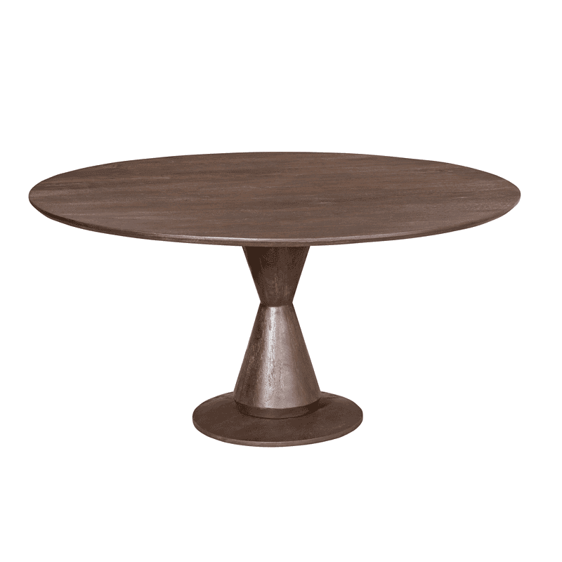 Ronde eettafel Lima in bruin hout, 130 cm diameter, perfect voor gezellige maaltijden en bijeenkomsten. Hoogwaardige houten afwerking voor een stijlvolle en duurzame eetkamer.