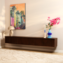 Detail van de deuren van het Zwevend tv-meubel Madison Brown