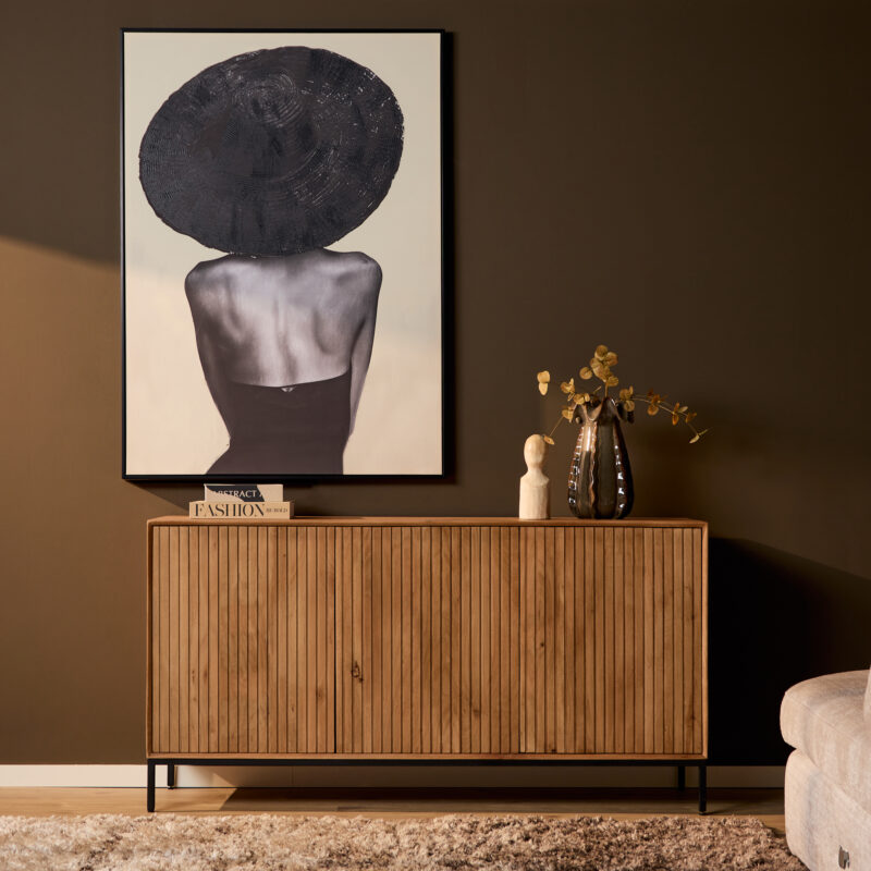 Dressoir Madison Natural, detail deuren, verticaal lattenpatroon