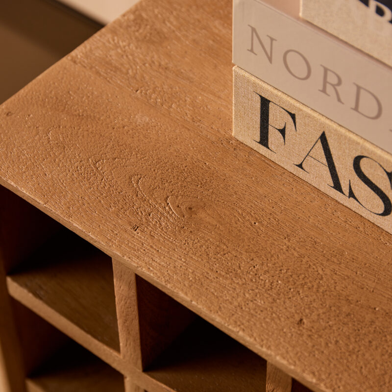 Wijnkast Madison Natural van voor, mangohout, deur met opbergvak