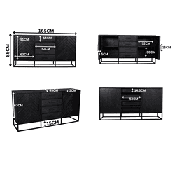 Robuust dressoir met zwart afwerking en ruime opbergruimte, perfect voor moderne interieurs.