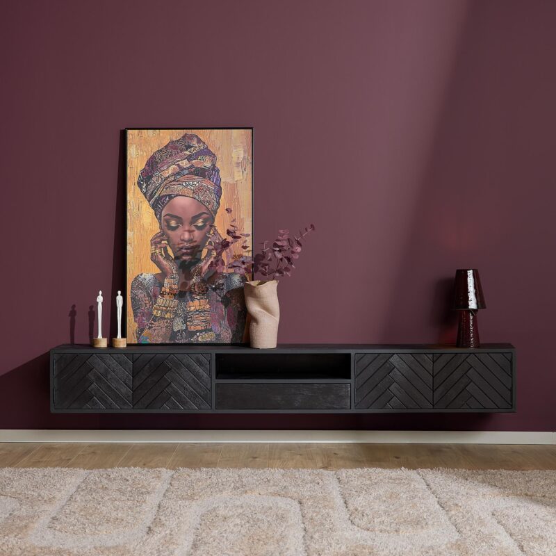 Details van het zwevende tv meubel New York