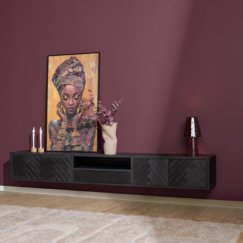 Textuur van het mangohout van het zwevende tv meubel New York