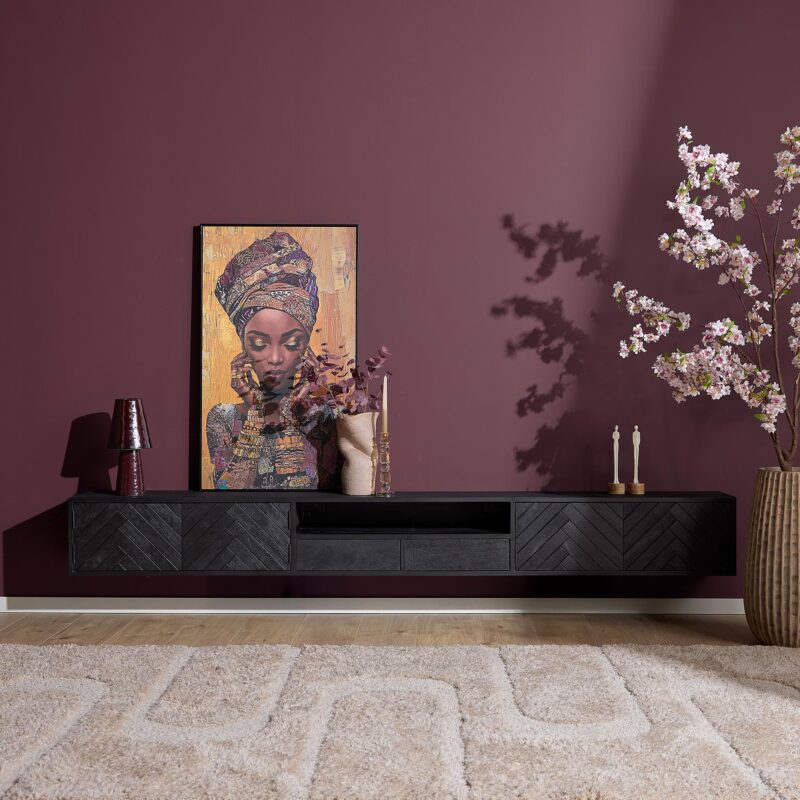 Detail van het unieke visgraatpatroon aan de voorkant