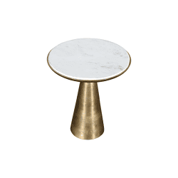 Elegante bijzettafel met gouden voet en marmeren blad, perfect voor modern interieur.