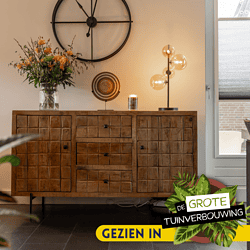 Dressoir Brandy | 160 cm Elegant houten dressoir Brandy van 160 cm breed, perfect voor moderne woonkamers, met meerdere laden en vakken voor opbergruimte.