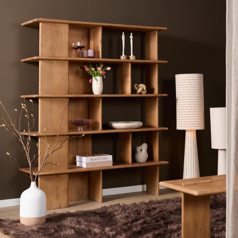 Textuur wandkast Lina, massief mangohout