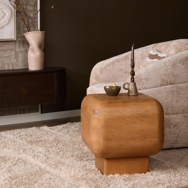 Mangohouten blad bijzettafel Fedde Naturel