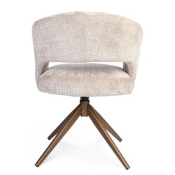Eetkamerstoel Demi | Beige | Poot Bronze | Met armleuning