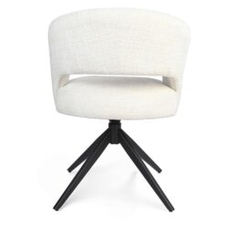 Eetkamerstoel Demi | Off White | Poot Black | Met armleuning