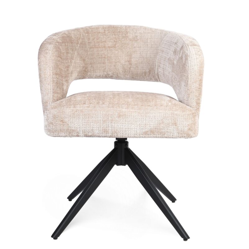 Textuur van de stoffering van de eetkamerstoel Demi in beige