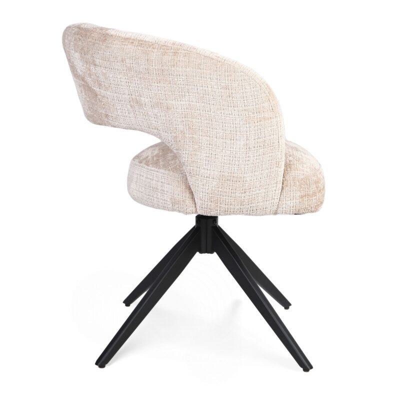 Perspectief van de eetkamerstoel Demi in beige vanaf boven