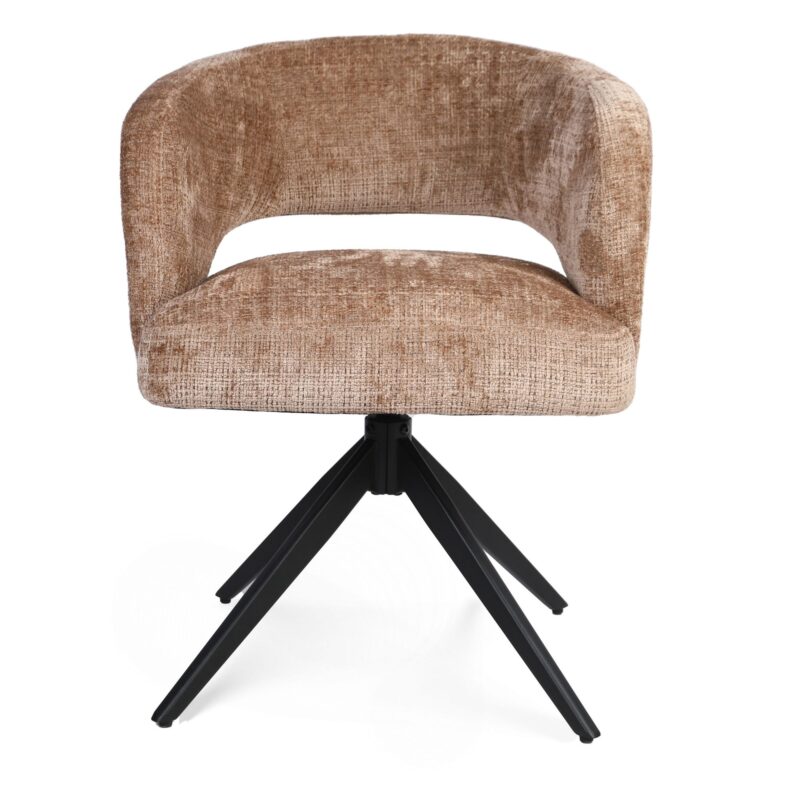 Textuur van de stoffering van de eetkamerstoel Demi in cinnamon