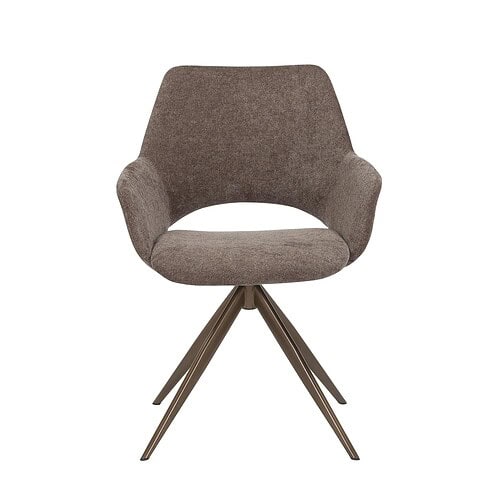 Detail van de bruine stof van de eetkamerstoel Daisy