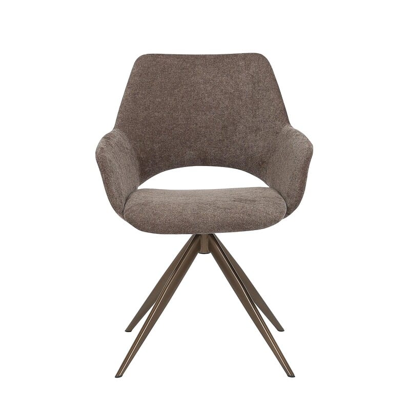 Detail van de bruine stof van de eetkamerstoel Daisy