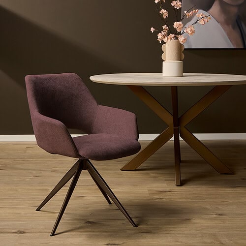 Paarse stof van eetkamerstoel Daisy, textuur en kleur