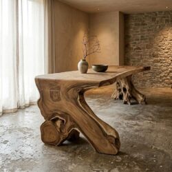 Unieke suarhouten boomstamtafel Organisch direct leverbaar 365cm