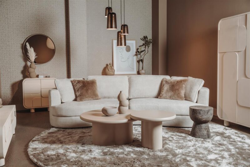 Detail beige Japandi salontafel Melzo