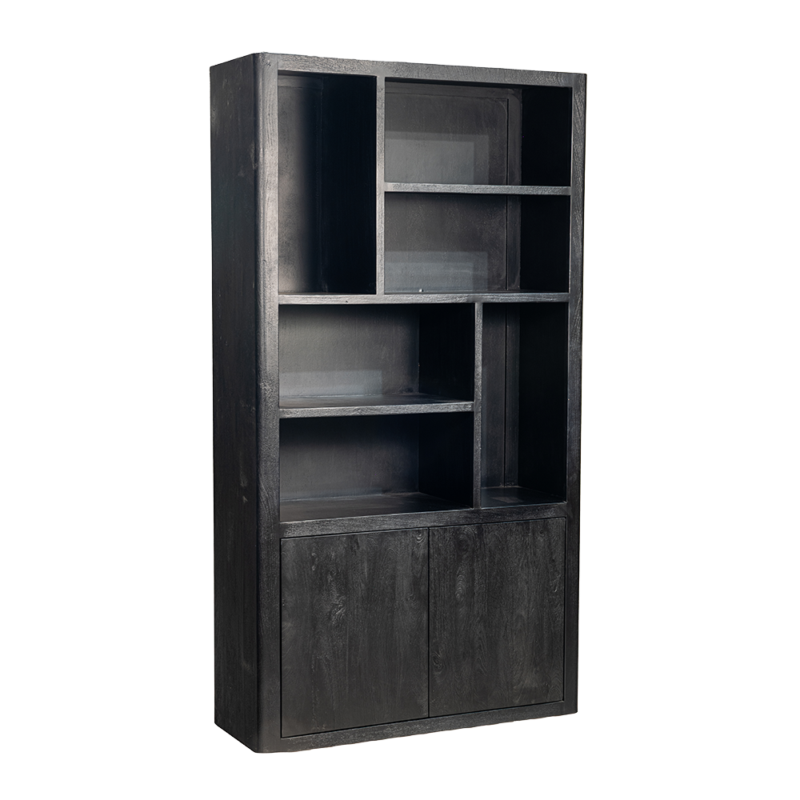 Tenna boekenkast detail, zwart, mango wired