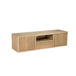 Detail van het naturele houten frame van het Tenna TV-meubel