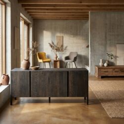 Amalfi dressoir in bruin basalt, landelijk modern stijl, 200 cm breed