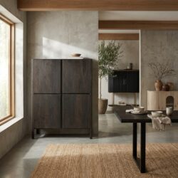 Amalfi opbergkast in bruin basalt, landelijk modern stijl, 120 cm breed