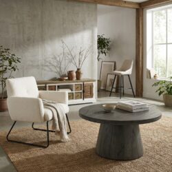 Asti bijzettafel rond olijfbruin met nieuwe vintage stijl