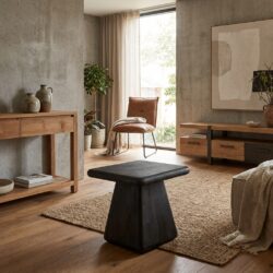 Vierkante zwarte bijzettafel van Asti in New Vintage-stijl