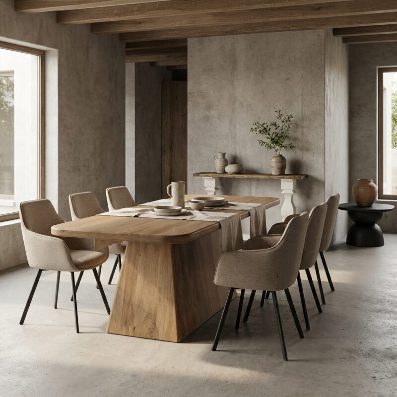 Asti eetkamertafel bruin, rechthoekig, New Vintage stijl