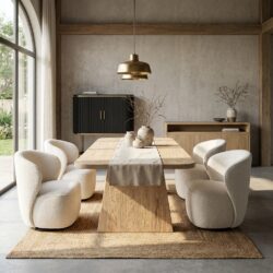 Asti eetkamertafel naturel, rechthoekig, New Vintage stijl, 76 cm hoog