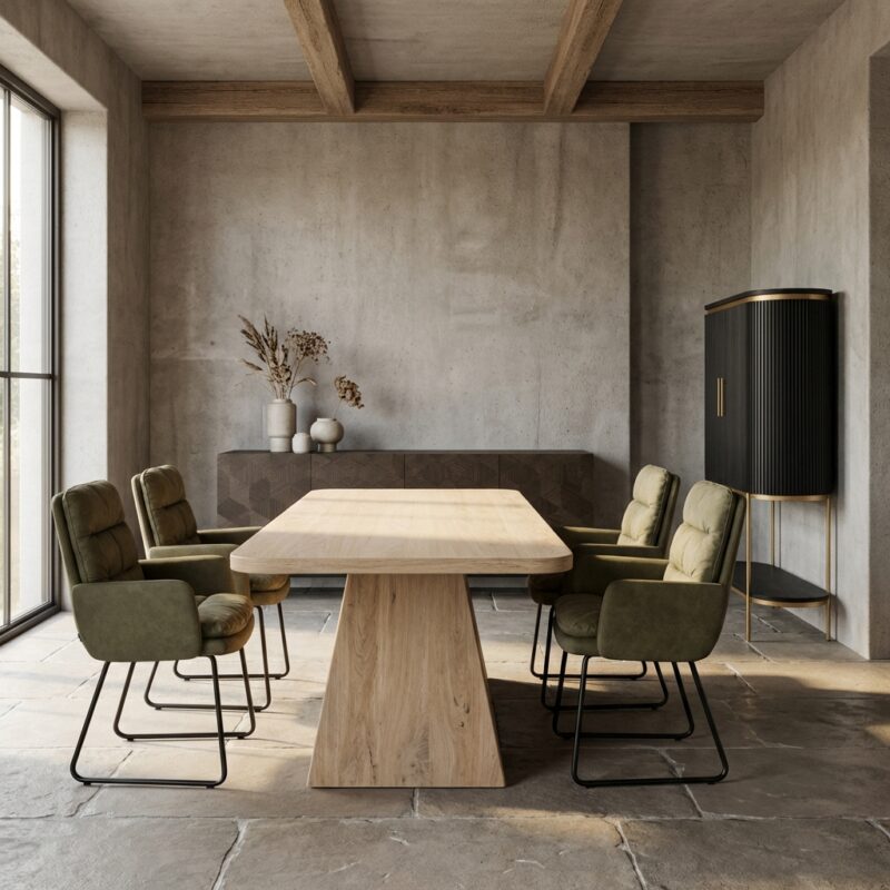 Asti eetkamertafel naturel, rechthoekig, New Vintage stijl, 260 cm lang