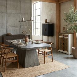 Asti eetkamertafel olijfbruin met rechthoekige vorm en new vintage stijl