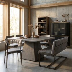 Vierkant eetkamertafel olijfbruin met New Vintage stijl