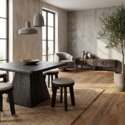 Vierkante zwarte eetkamertafel van Asti in New Vintage stijl